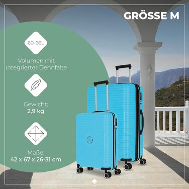Валіза Travelite ORBITA, середній, розширювана, 67 см, 68-78 літрів, турквіс (колір), з TSA замком та міцною оболонкою