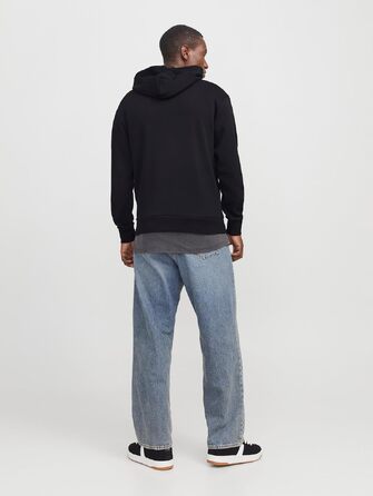 Чоловічий худі з капюшоном JACK & JONES з логотипом, чорний, розмір M
