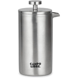 Campo Libre.® Giorgio French Press Coffee Maker made of double-walled stainless steel, 0.35l | Plastic-free coffee press with thermal function incl. replacement filter | Coffee maker | 100% recycled stainless steel 350ml Matt Steel