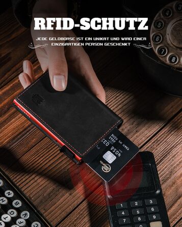 Портмоне чоловіче DODENSHA MagSnap Slim з відділенням для монет, RFID захистом, на 10+ карт, чорно-червоне