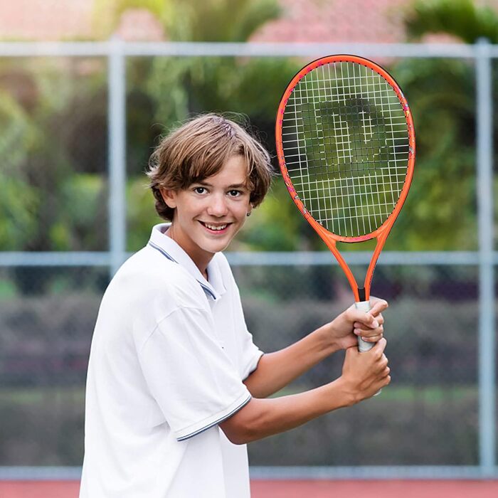 Lunnade Kids Tennis Racket Set - Junior Tennis Racquets for Boys & Girls Ages 3-12 with Cover (Orange, 2-Pack, 25 Inch)