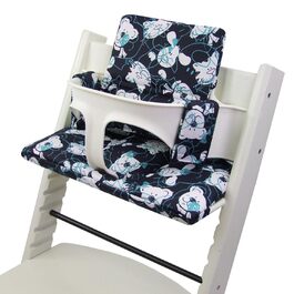 Комплект подушок BambiniWelt для стільчика Stokke Tripp Trapp, 2 шт, знімні, 15 кольорів, запасні, морські сині з ведмедиками, м'які сидіння для дитячого стільчика