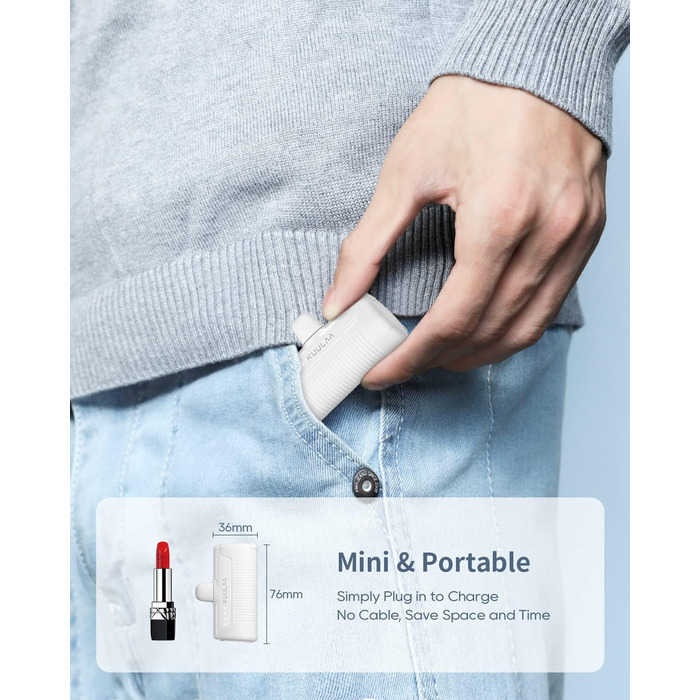 Power Bank 4500mAh PD для iPhone: компактний акумулятор для швидкої зарядки, сумісний з iPhone 14, 13, 12, 11, XS, XR, X, 8, 7, 6. Колір: кремовий