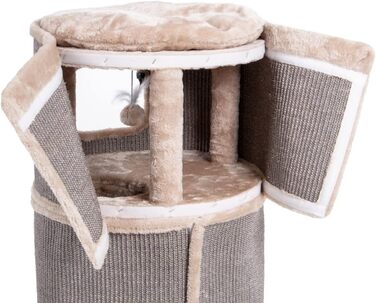 Котячий будиночок-крізьтонні Tony, 90 см: крізьтонні, будиночок з 3 печерами, котячий будиночок з сизалю, меблі для котів (Бежевий)