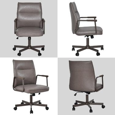 Офісне крісло Duhome з регулюванням висоти, поворот на 360°, матеріал PVC, для офісу, вітальні, спальні (сірий)