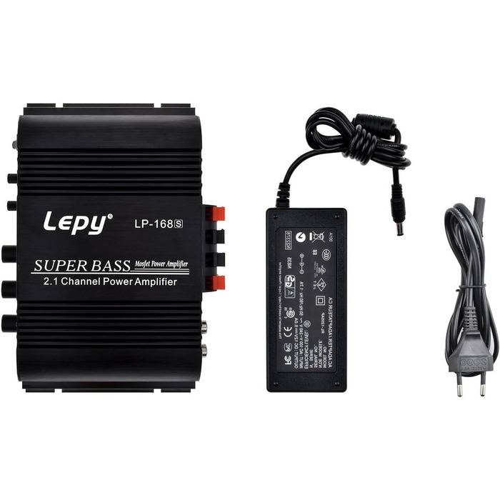 Автоусилювач DollaTek LEPY LP-168S 2.1CH Hi-Fi з сабвуфером, стерео підсилювач для авто, мотоцикла та домашньої акустики, LED-підсвітка, супер бас