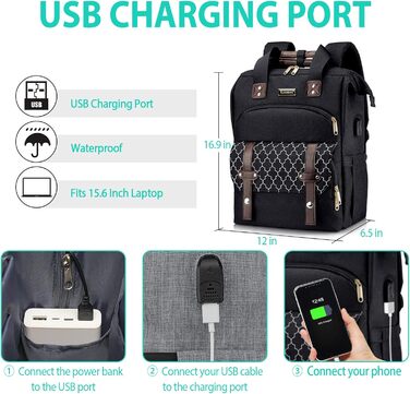 Жіночий рюкзак Kuosdaz: шкільний, для підлітка, з USB-портом, відділенням для ноутбука 15.6