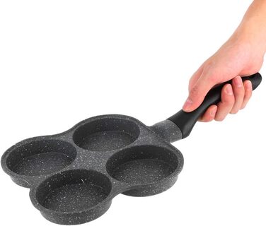 Dekaim Non-Stick Frying Pan, Anti-Stick Aluminum Pan for Breakfast, Pancake Pan, Fried Egg Pan, 4-Hole Pancake Pan Omelet Egg Pan Skillet Breakfast Maker Kitchen Gadget