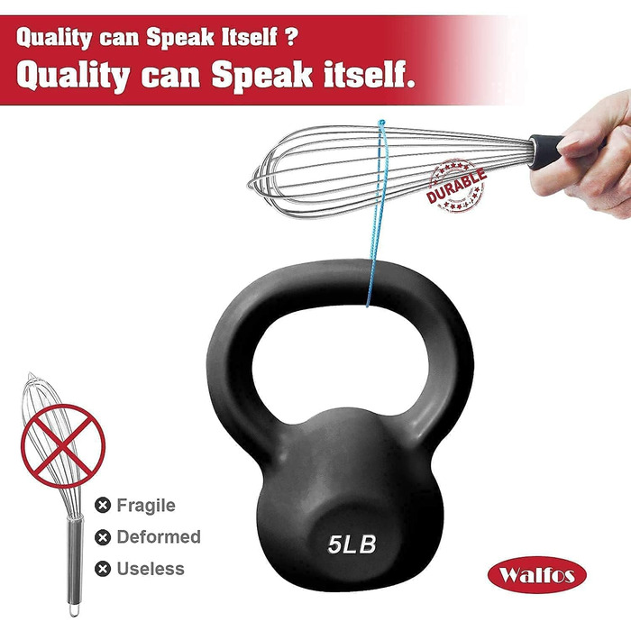 Венчик кухонний Walfos силіконовий (3 шт.): 21.6 см, 25.4 см, 30.5 см, нержавіюча сталь, чорний - для збивання та перемішування