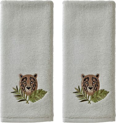 SKL Home Vern Yip Jungle Cats Toothbrush Holder, Ceramic, White (Towel Set, Cheetah)