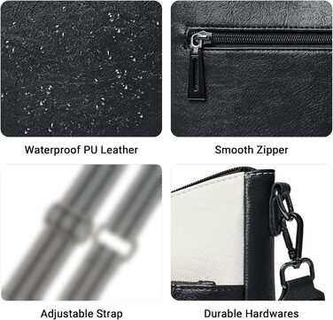 Сумка жіноча крос-боді Shrrie з екошкіри, чорно-коричнево-біла, з ременем для подорожей