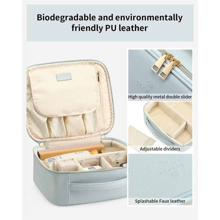 Чемоданчик для косметики Vlando, дорожній, великий, водонепроникний, для жінок, чоловіків, дівчаток, синій, з організатором