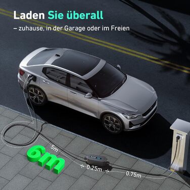 Кабель для зарядки електромобіля EVJUICION Typ 2 Schuko, 3.68kW, 6м, 6-16A, IP67. Підходить для ID.3, ID.4, X1, Model Y/3 та інших PHEV/EV