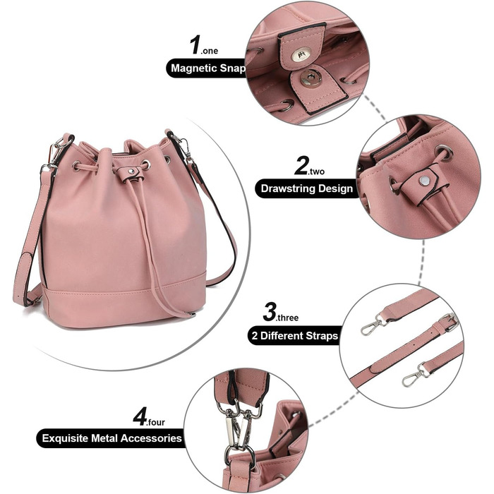 Сумка жіноча AFKOMST велика, м'яка, на плече з двома ремінцями (Рожева)