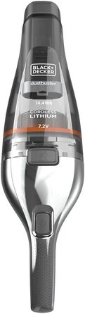 Акумуляторний пилосос ручний BLACK+DECKER Dustbuster NVC220WBC 7.2V (1.5Ah), сірий металік, 385 мл, без мішка, з насадкою для щілин та док-станцією