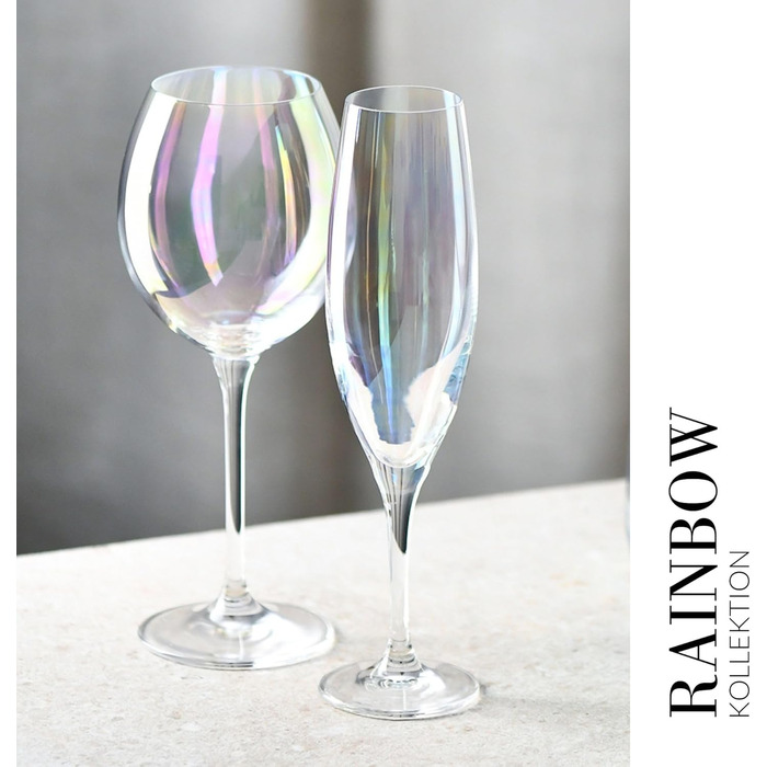 Krosno - Venice Rainbow Champagne Glasses 6 x 200ml | Prosecco Glasses | Wedding Gift | Crystal Glass | Lead-Free Glass | Scratch-Resistant | Gift Idea