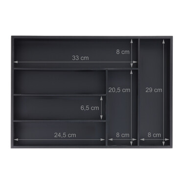 Relaxdays Black Cutlery Box with 6 Compartments