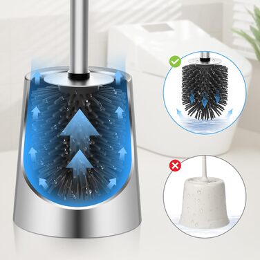 Щітка для унітазу з нержавіючої сталі 304, довговічна та надійна, сучасний дизайн, змінний насадок, для дому, офісу, готелю та апартаментів (Бурштун), насадка з силіконової щетини