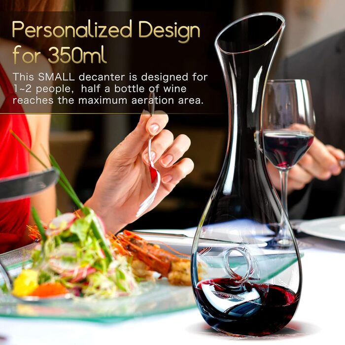 NUTRIUPS Red Wine Decanter, Crystal Glass Wine Carafe, Lead-Free Wine Carafe, Wine Decanting Vessel, Decanting Wine, Decanter in Hollow Circle Shape, 1.2L Decanter for Wine Lovers (straight)