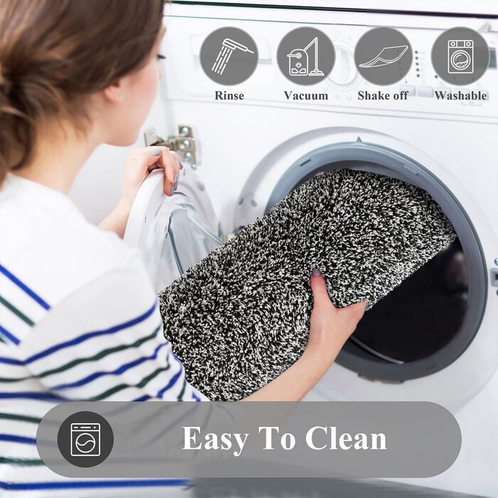 Придверний килимок Pauwer протиковзкий та зносостійкий, мийний килим для входу, тераси, коридору та саду, для дому та вулиці (45x70 см, чорний)