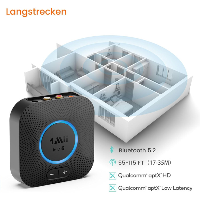 1Mii B06 Plus Bluetooth HiFi приймач: бездротовий аудіоадаптер з aptX HD та aptX-Adaptive, Bluetooth 5.3 для стереосистеми, сумісний зі смартфонами та планшетами