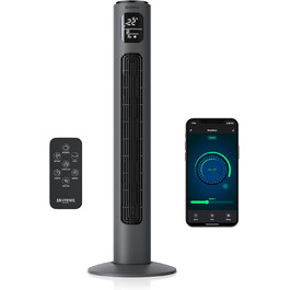 Вентилятор Turmventilator ECO від Brandson: тихий, з Wi-Fi, керування через додаток/Alexa, осциляція, преміум-якість (сірий)