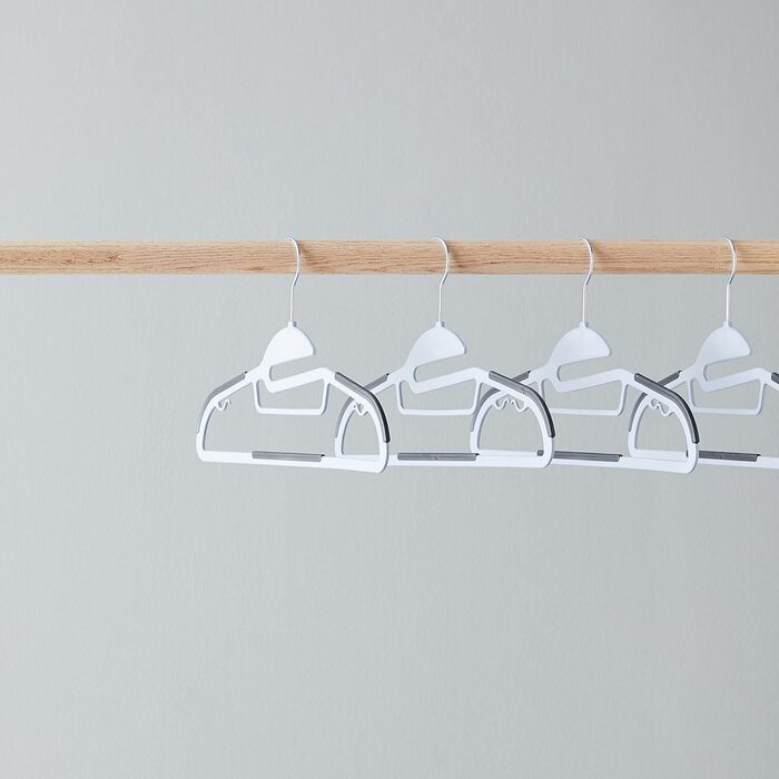 Amazon Basics Plastic Hangers, Rubber-Coated, Color: Black, Purple, 50-Piece