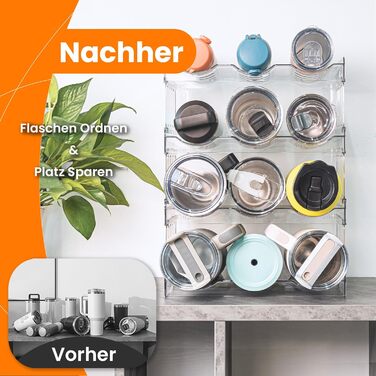 Gracenal Stackable Bottle Rack, Bottle Holder for Kitchen Cabinet, Bottle Organizer, Refrigerator Beverage Organizer, 4 Layers Stanley Cup Accessories for 1.2L Bottles