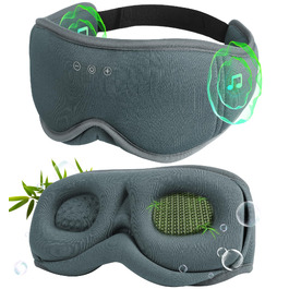 Маска для сну з навушниками Bluetooth Dolida, 3D бамбукова маска для очей, сіра. Бездротові навушники для сну для жінок та чоловіків з мікрофоном