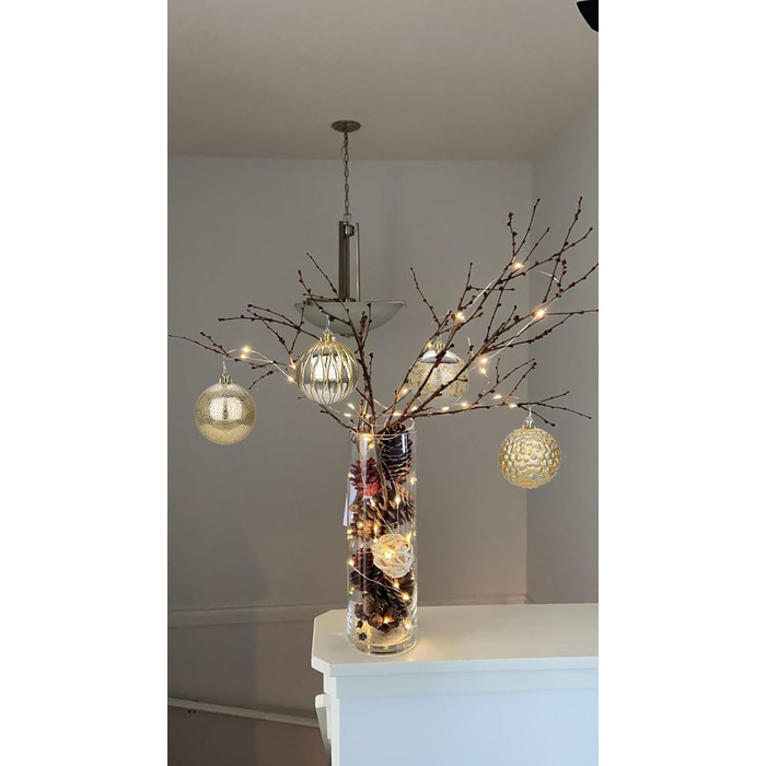 Набір прикрас для ялинки 92 шт. - Стійкі до пошкоджень ялинкові кулі, блакитно-золоті орнаменти. Новорічні прикраси для ялинки, вінка, новорічний декор (шампань & срібло)