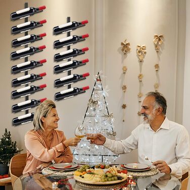 Wine Rack Bottle Rack for 6 Bottles, Metal Wine Rack Hanging Wall Mount Wine Bottle Shelves, Wall Shelf Wine Storage Shelf for Kitchen Dining Room Bar (12 Degree Tilt)