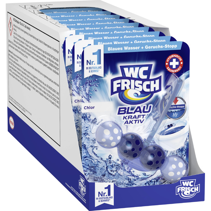 Очищувач для унітазу WC Frisch Kraft Aktiv з хлором, блокувальник запаху та освіжувач (набір 10 шт)