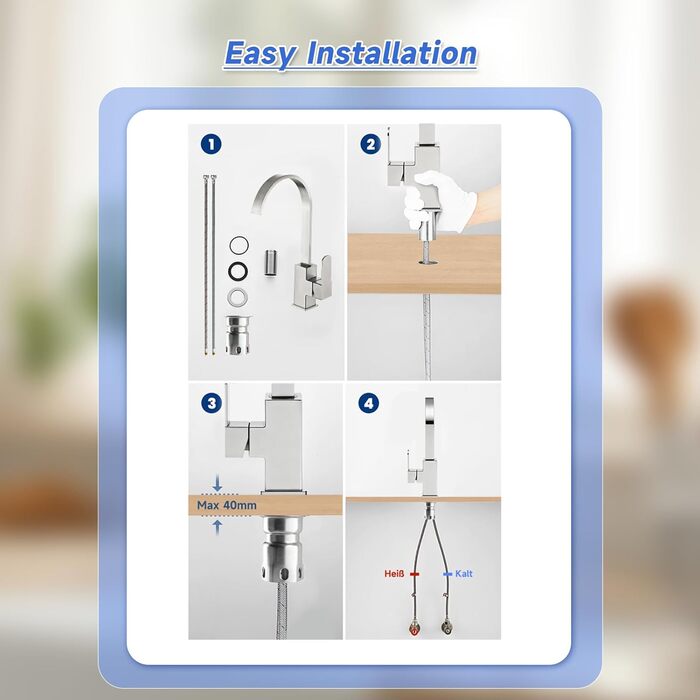 Змішувач для кухні з гнучким шлангом 360°, високий тиск, поворотний, кухонний кран з нержавіючої сталі (графітовий чорний)