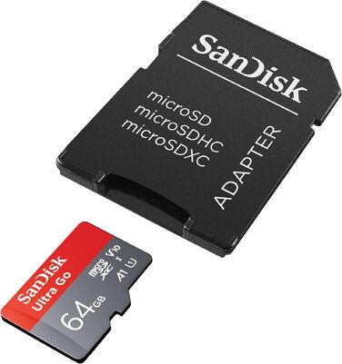 Карта пам'яті SanDisk Ultra Go microSDXC 64GB UHS-I Class 10 U1 A1 з адаптером для смартфонів та планшетів, до 150 МБ/с