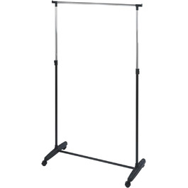 WENKO Clothes Rack, Folding, Clothes Storage with Adjustable Clothes Rail and Wheels, Plastic/Metal, 88 x 100-168 x 11-49 cm, Chrome/Grey (170 x 38 x 90 cm)