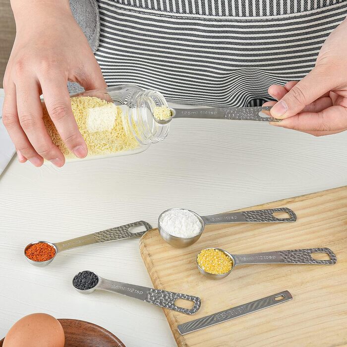 Smithcraft Copper Measuring Cup and Spoon Set, Dry Metal Measuring Cup Set for Cooking and Baking, Stainless Steel Measuring Cups and Spoons, 5 Measuring Cups and 6 Kitchen Measuring Spoons and Leveler, 11 Piece