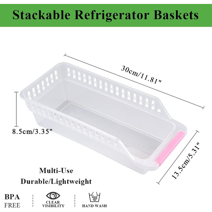 E-Senior Refrigerator Organizer, Refrigerator Drawers, Stackable Refrigerator Organizer for Freezer, Kitchen, Countertops, Cabinets (Random Color) (8 Pieces)