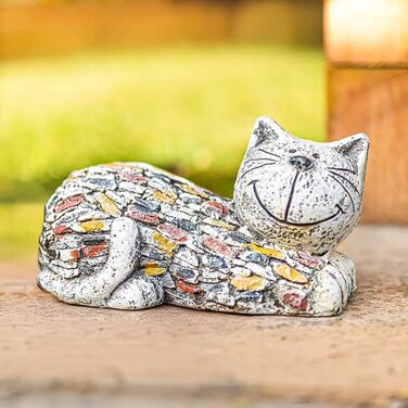 Garden Mile Unique Outdoor Garden Figure Made of Artificial Resin, Cat Statue with Traditional Stone Effect, Weatherproof and Eye-Catching, Garden Sculptures and Statues for Pond, Terrace and…