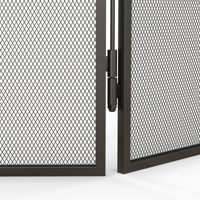 HOMCOM Fireplace Guard, Folding Fireplace Screen with 3 Panels, Spark Guard for Living Room, Bedroom, Metal, 96 x 56 cm, Black | Aosom