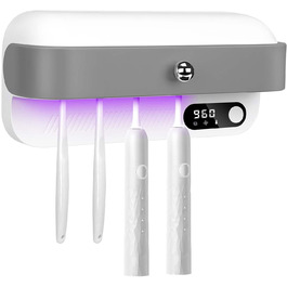 Bestcool Toothbrush Holder Wall Mount, UV Toothbrush Sterilizer with 4 Brush Slots, UVC Sterilization & Drying Electric Toothbrush Holder for Baby & Family, Bathroom Organizer