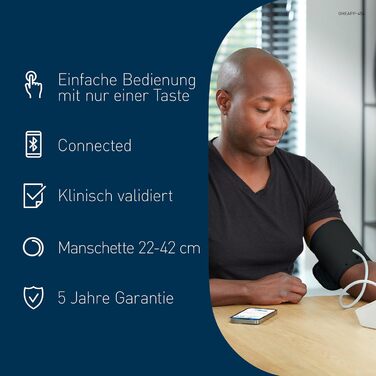 Тонометр OMRON X2 Smart+ з Bluetooth, клінічно перевірений, універсальна манжета 22-42 см, безкоштовний додаток, сертифікат Deutscher Hochdruckliga