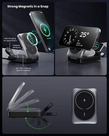 Багатофункціональна бездротова зарядка 3 в 1 з MagSafe для iPhone та Apple Watch, AirPods (білий/чорний)