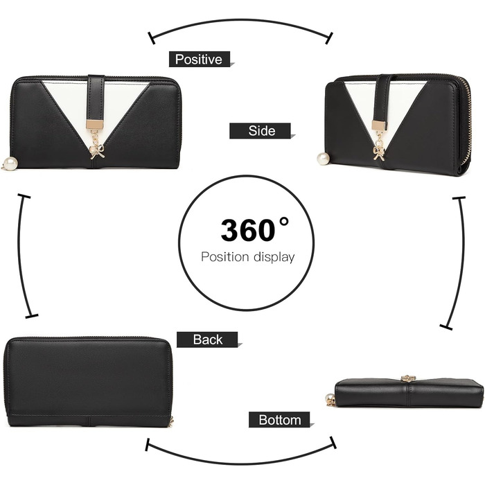 Сумка жіноча Lulu Daen середнього розміру зі штучної шкіри (PU) - чорна, комплект з гаманцем, для роботи, подорожей, бізнесу