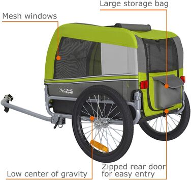 Причіп для собак Tiggo VS Pets M - велосипедний причіп для собак, зелений (80201)