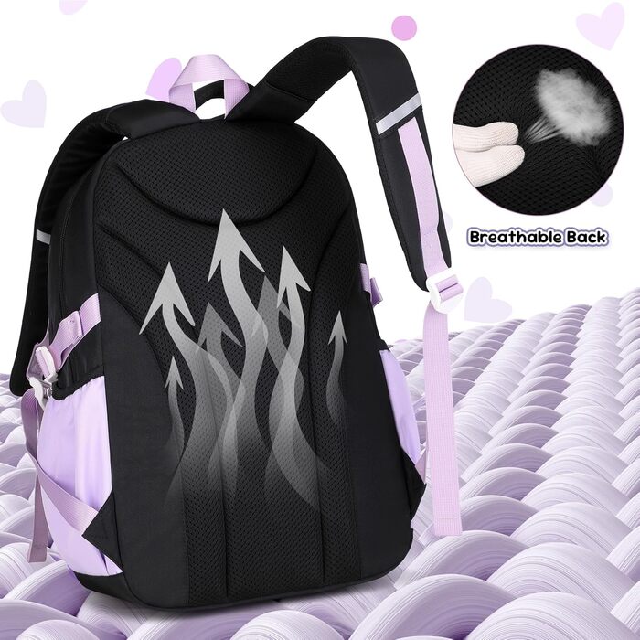 Шкільний рюкзак для дівчаток 1-5 класів з милим брелоком, стильний рюкзак для школи та подорожей, чорний