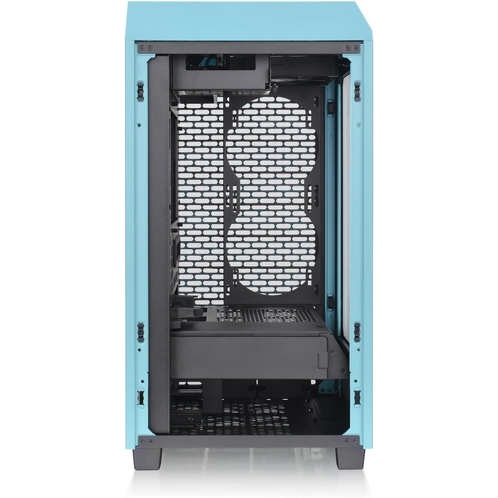 Корпус Thermaltake The Tower 200 Turquoise Mini-ITX з вертикальним розташуванням, загартоване скло, 2x CT140 вентилятори, підтримка AIO 280мм, GPU до 380мм