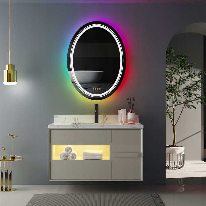 LED-дзеркало у ванну кімнату з RGB-підсвіткою, 60x80 см