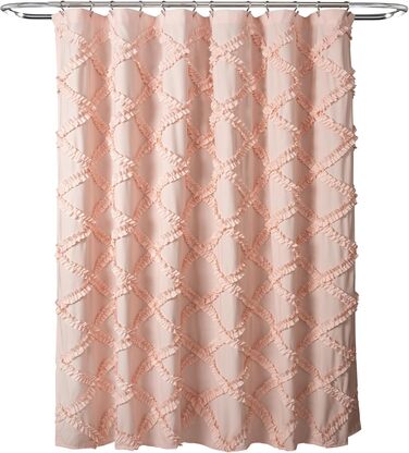 Штора для душу Lush Decor, Шарму в стилі шабі-шик, дизайн у сільському стилі, 182.9 x 182.9 см, Слонова кістка/Світло-жовтий (Blush)