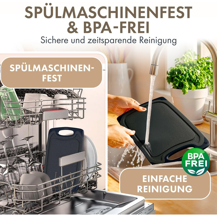 Набір обробних дощок Blumtal 3 шт. (S/M/L) - пластикові, з жолобками для соку та ручкою, BPA free, придатні для миття в посудомийній машині