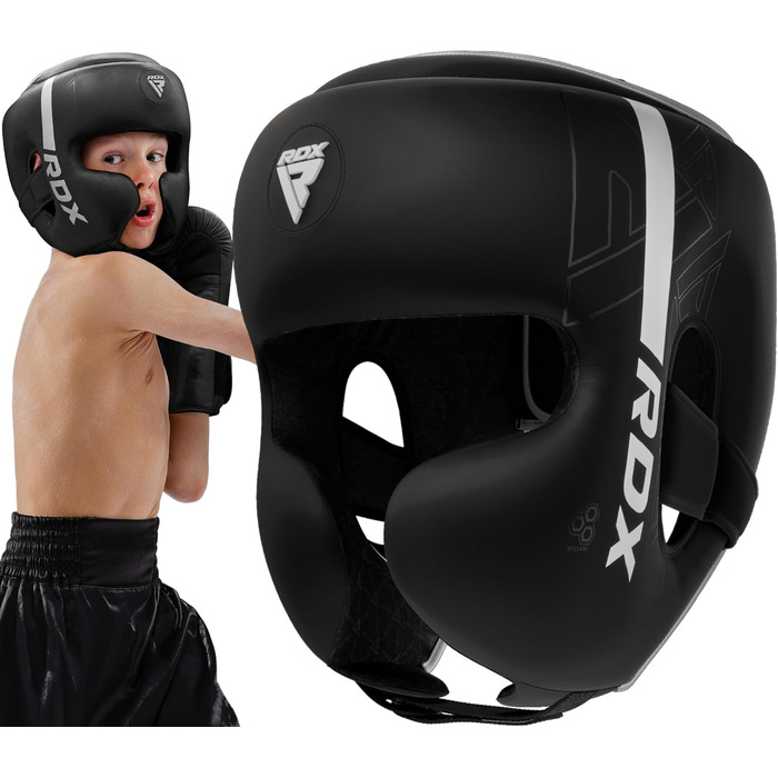 RDX Kids Boxing Headgear - Maya Hide Leather Sparring Headguard for Kickboxing, MMA, Muay Thai, Karate, Taekwondo & Krav Maga Training - White, Standard